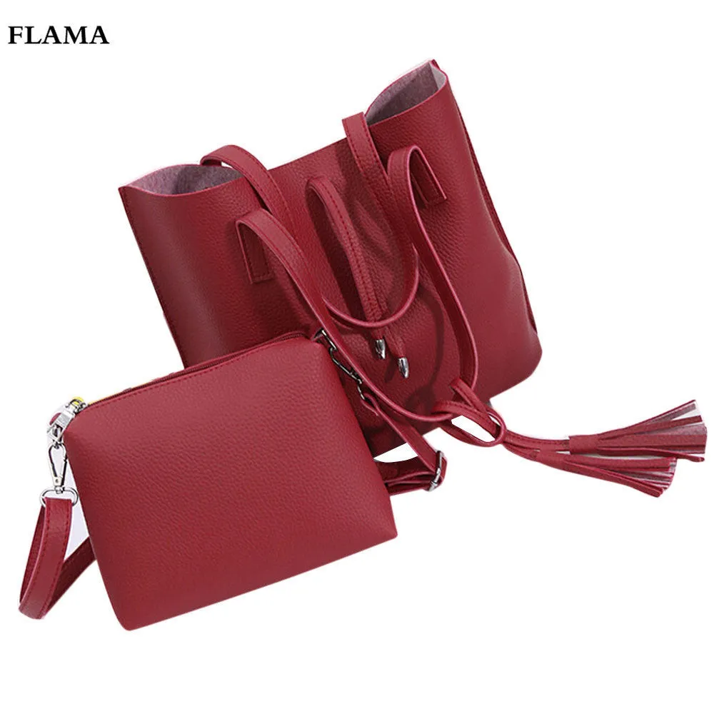 2 pcs women's hbags designer ladies Shoulder bag +women messenger bags Tassels leather crossbody bag bolsa mujer