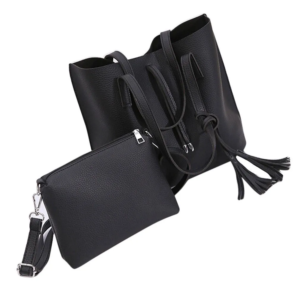 2 pcs women's hbags designer ladies Shoulder bag +women messenger bags Tassels leather crossbody bag bolsa mujer