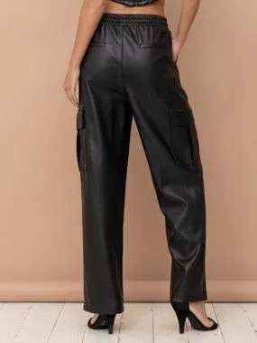 27 Faux Leather Pleated Cargo Pant