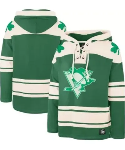 '47 Men's NHL Kelly Pittsburgh Penguins St. Patrick's Day Superior Lacer Pullover Hoodie