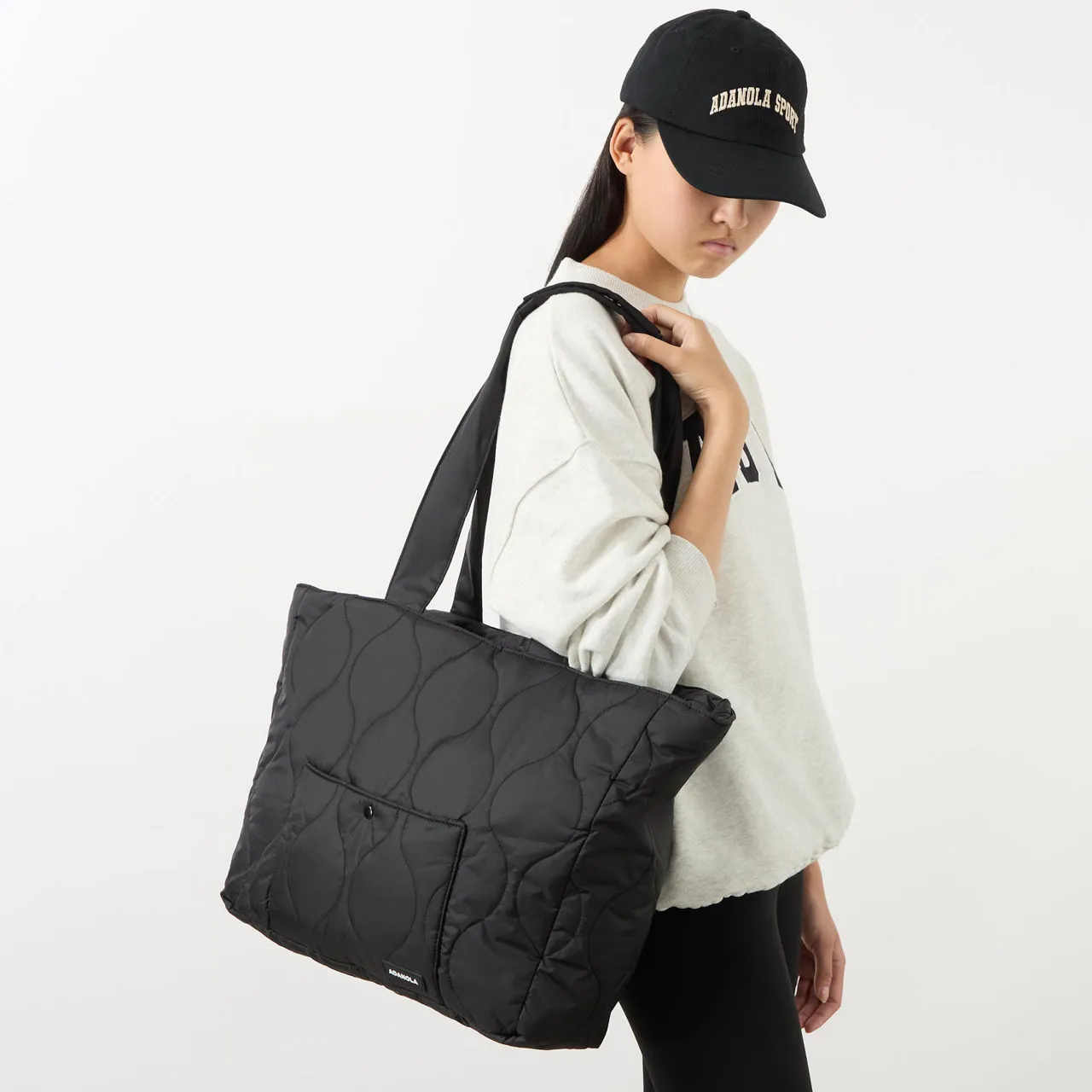 ADANOLA The Sustainable Edit Quilted Nylon Tote Bag - Black