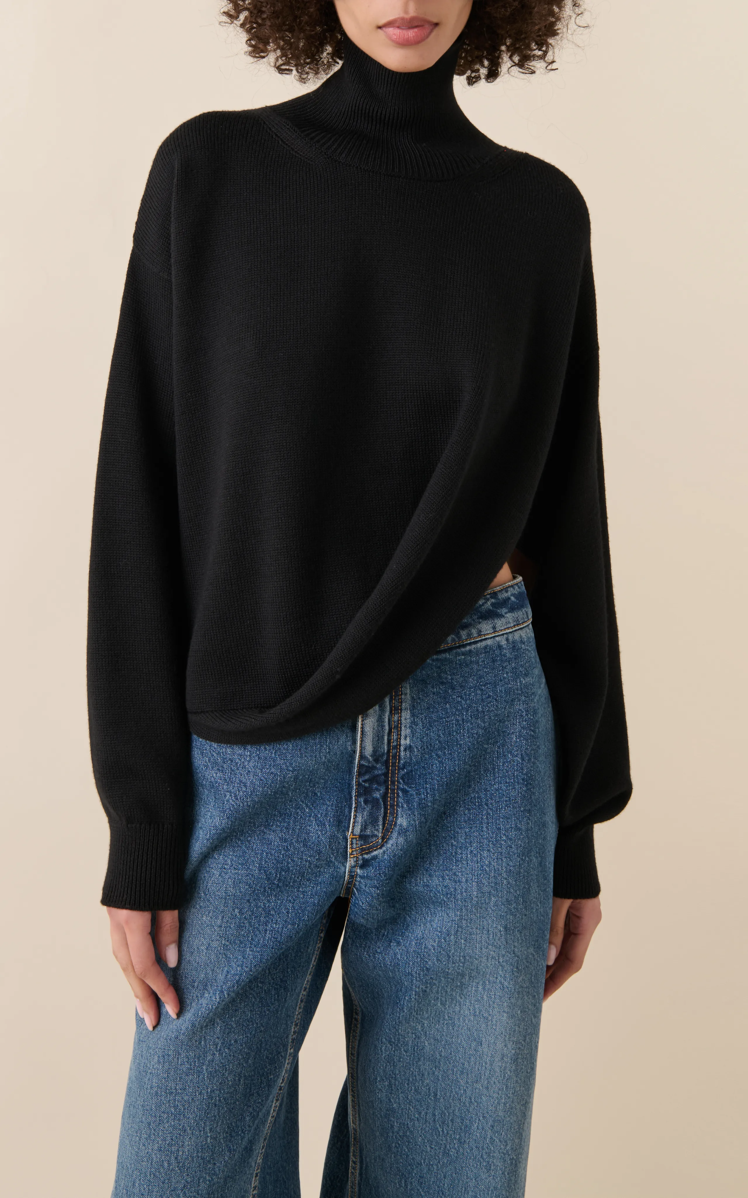 ALAÏA Draped Knit Wool Sweater