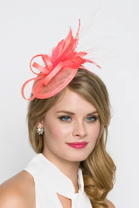 Arianna Fascinator - Coral