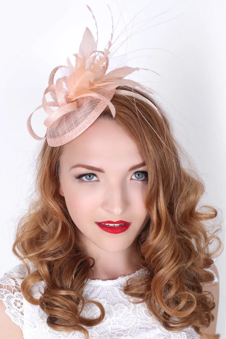 Arianna Fascinator - Nude Pink