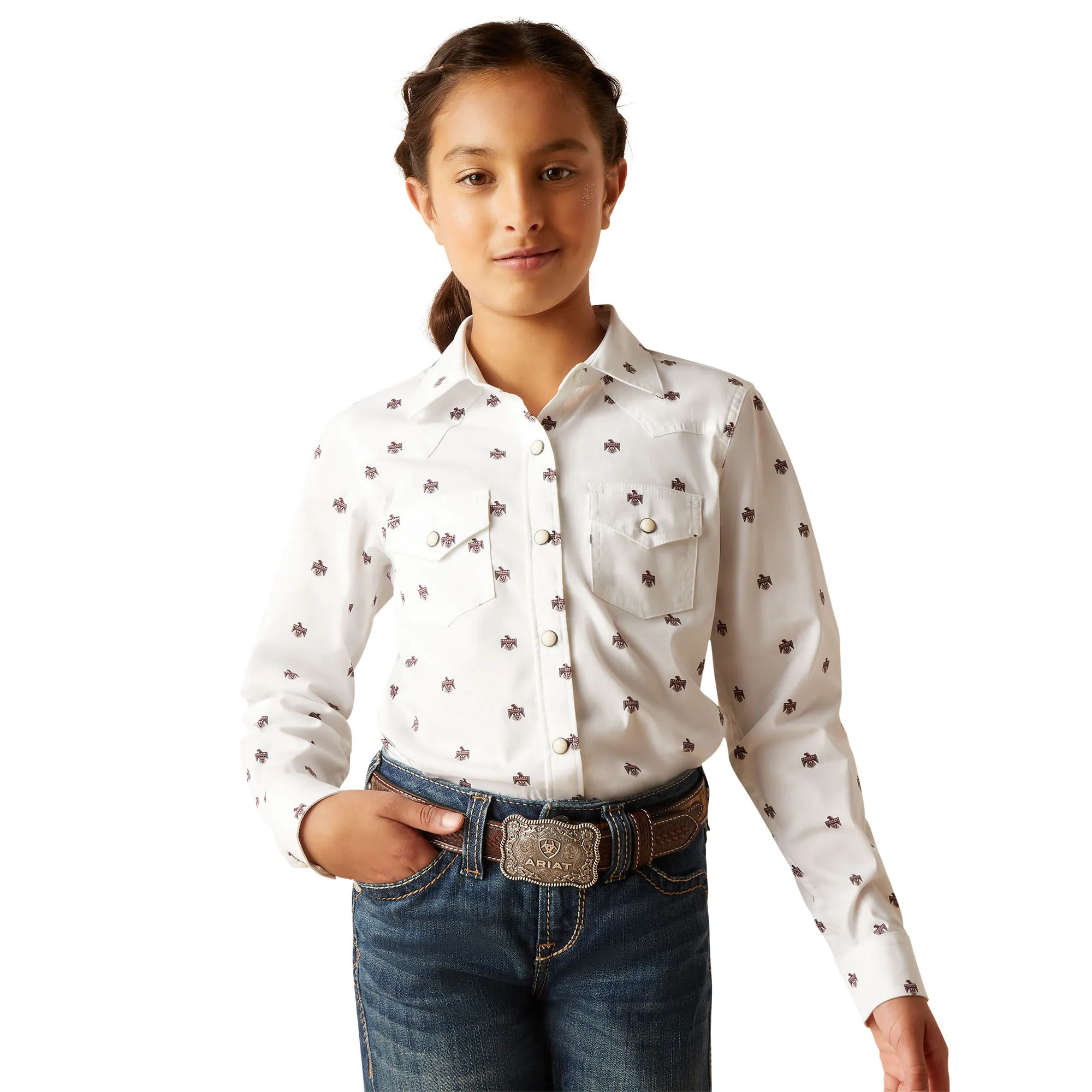 Ariat Girls White Long Sleeve Shirt