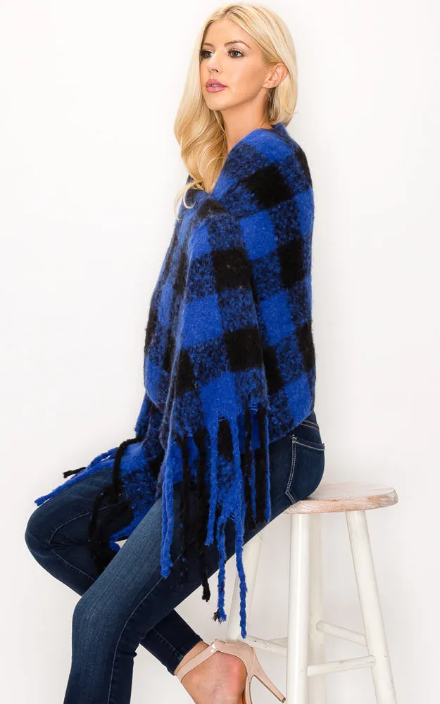 AS319/JS1269/9488 Buffalo Check Puffy Scarf w/Fringes