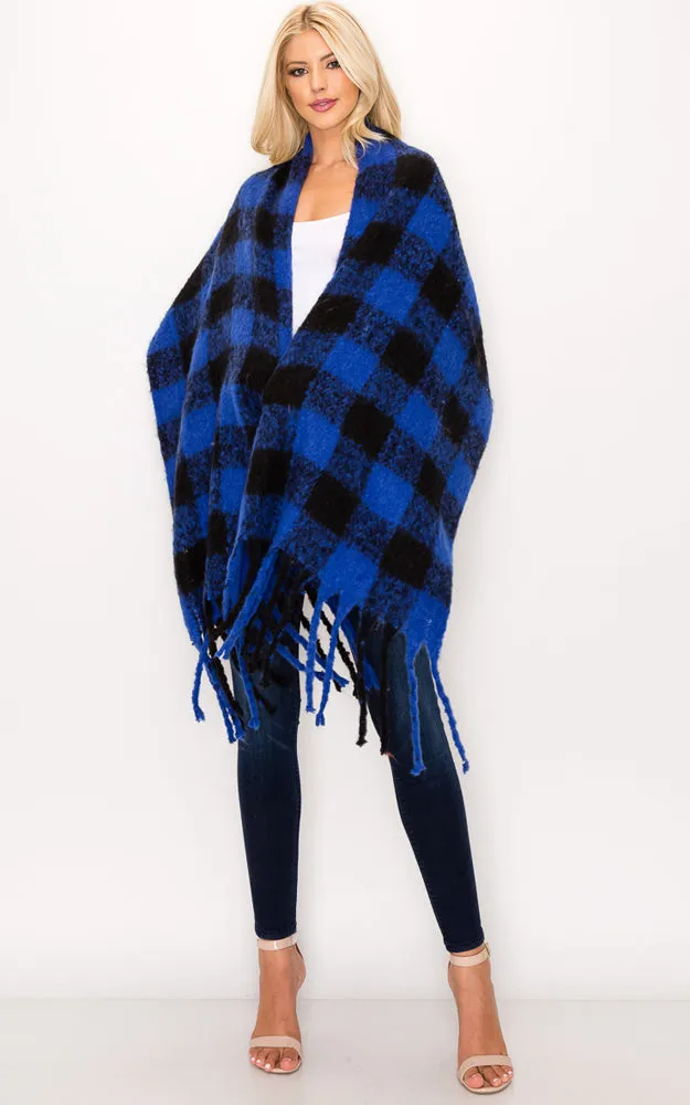 AS319/JS1269/9488 Buffalo Check Puffy Scarf w/Fringes