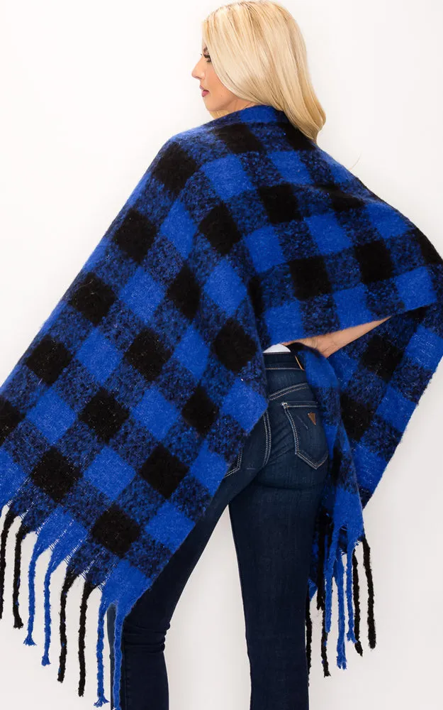 AS319/JS1269/9488 Buffalo Check Puffy Scarf w/Fringes