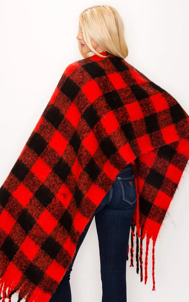 AS319/JS1269/9488 Buffalo Check Puffy Scarf w/Fringes