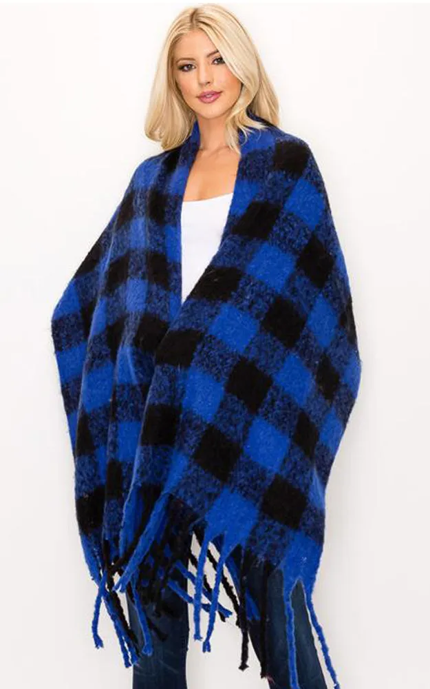 AS319/JS1269/9488 Buffalo Check Puffy Scarf w/Fringes