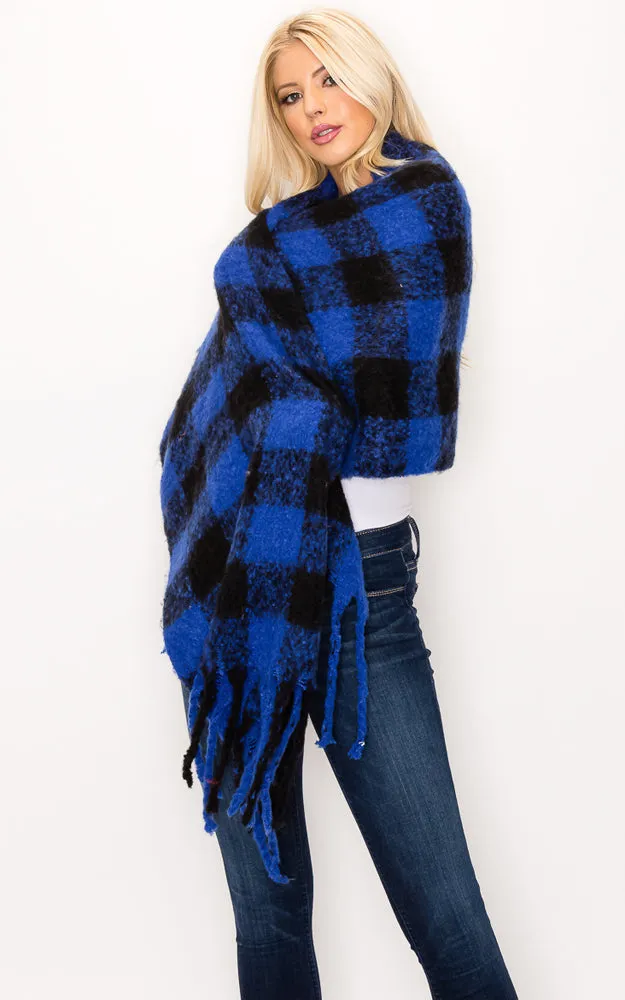 AS319/JS1269/9488 Buffalo Check Puffy Scarf w/Fringes