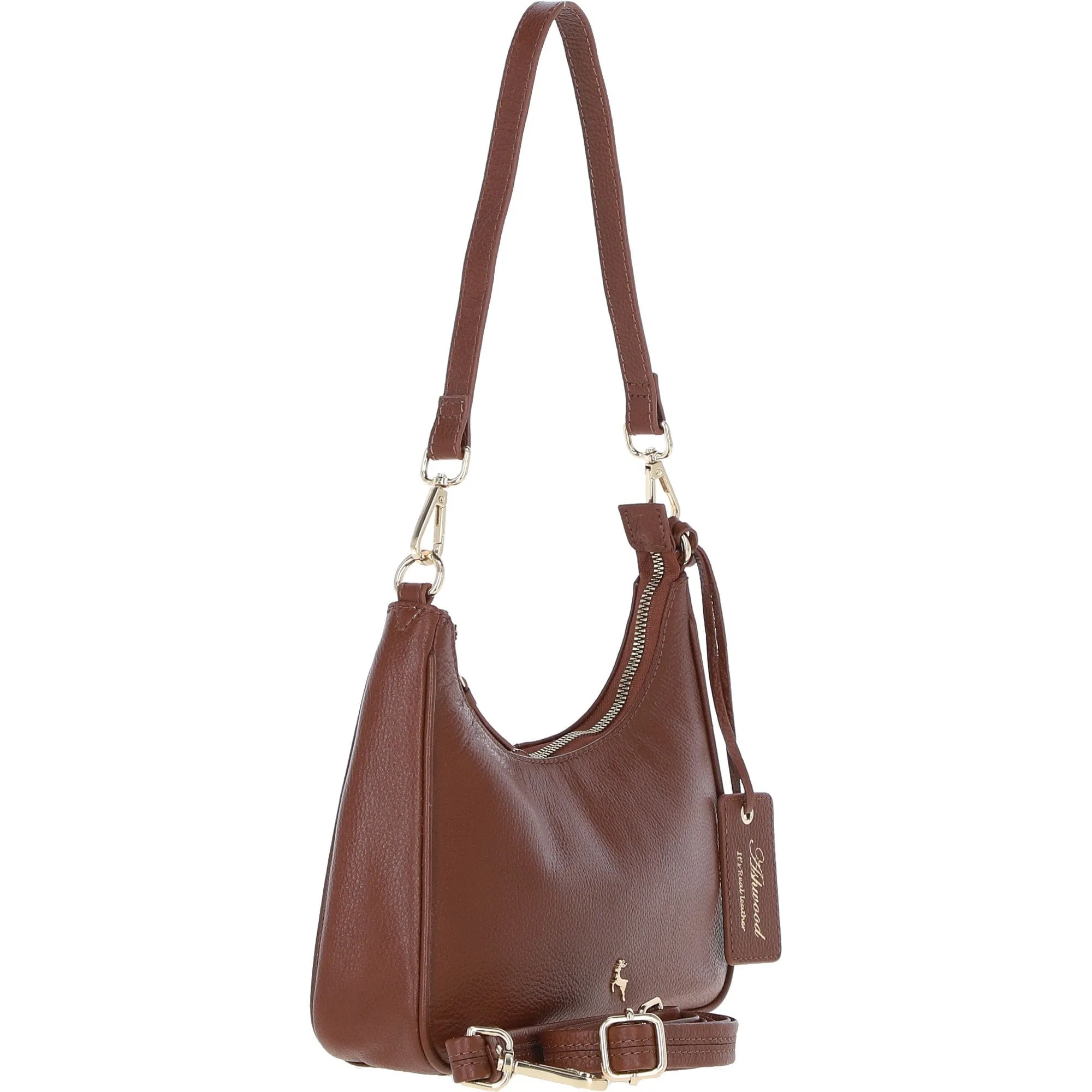 Ashwood Leather Ladies Shoulder X Crossbody Bag Tan: 64397