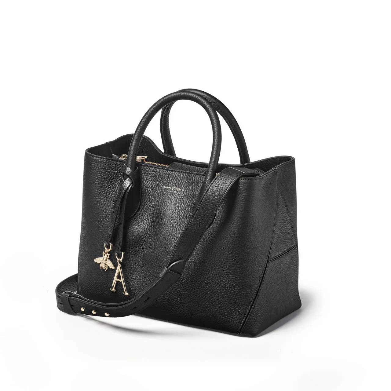 ASPINAL OF LONDON ONLINE EXCLUSIVE London Midi Grained Leather Tote Bag - Black