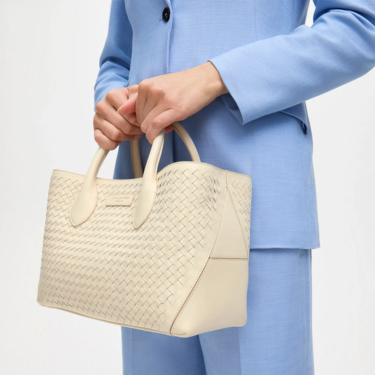 ASPINAL OF LONDON ONLINE EXCLUSIVE London Midi Woven Leather Tote Bag - Ivory