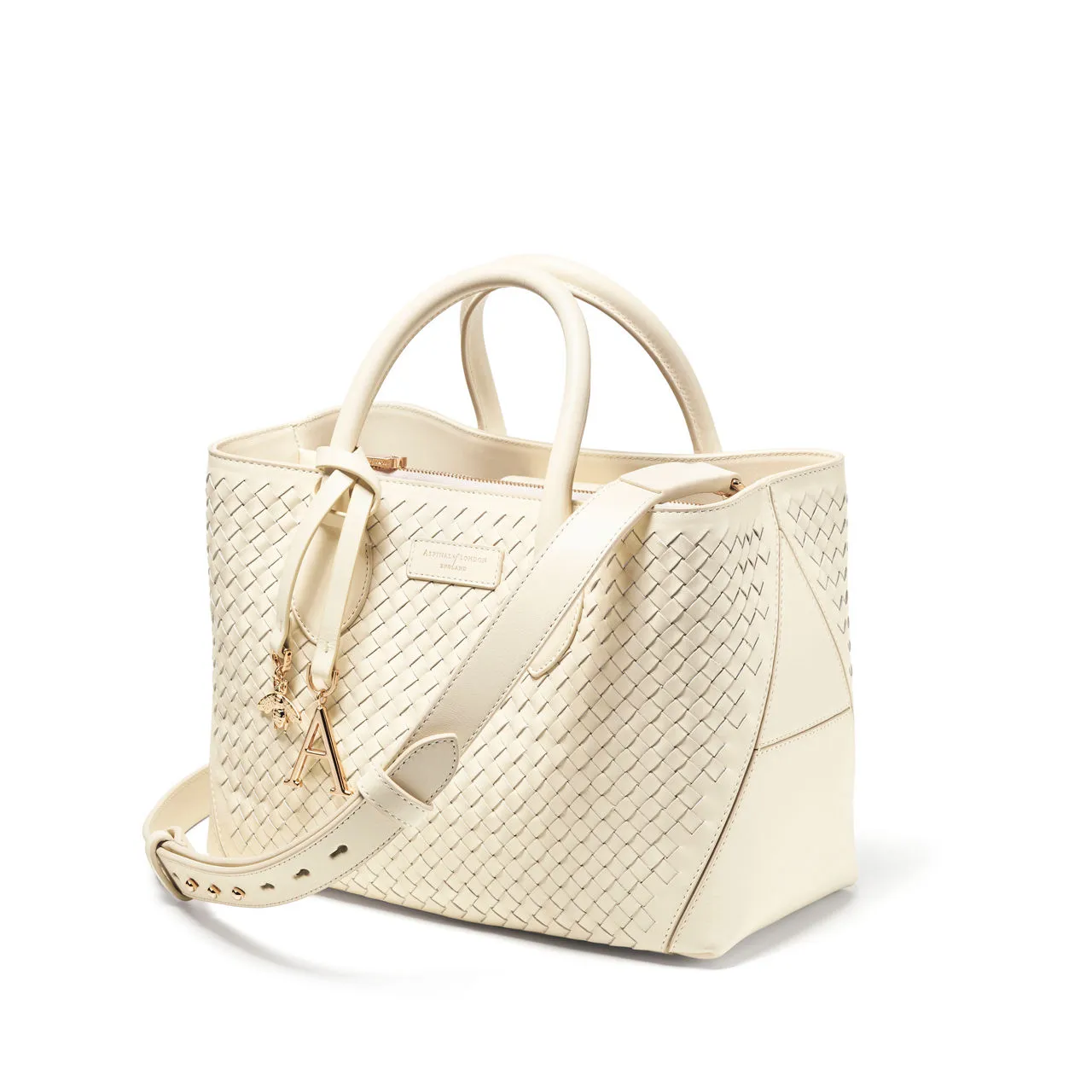 ASPINAL OF LONDON ONLINE EXCLUSIVE London Midi Woven Leather Tote Bag - Ivory