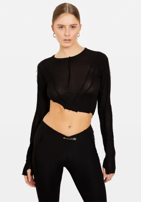 ASYMMETRIC LONG SLEEVE TEE BLACK