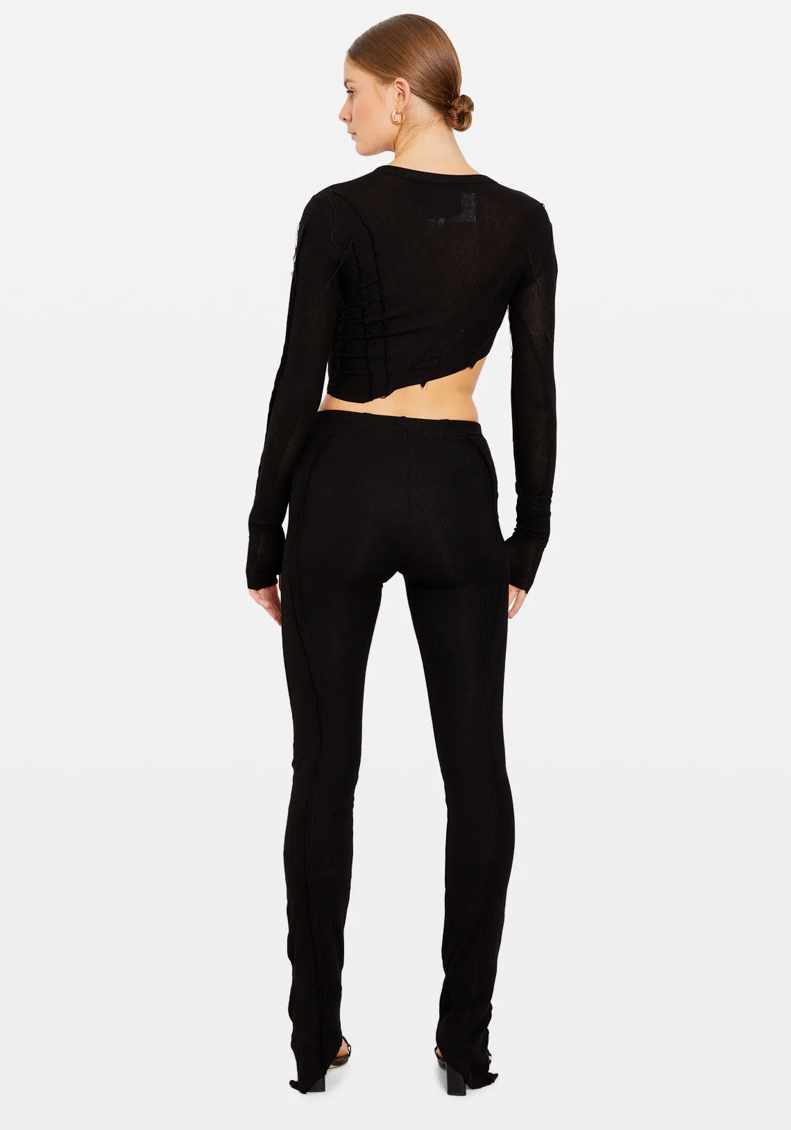 ASYMMETRIC LONG SLEEVE TEE BLACK