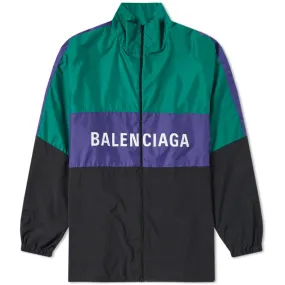 Balenciaga Retro Nylon Block Logo Track TopBlack, Blue & Green