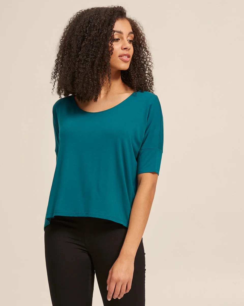 Bamboo Boxy Nursing Tee - Evergreen