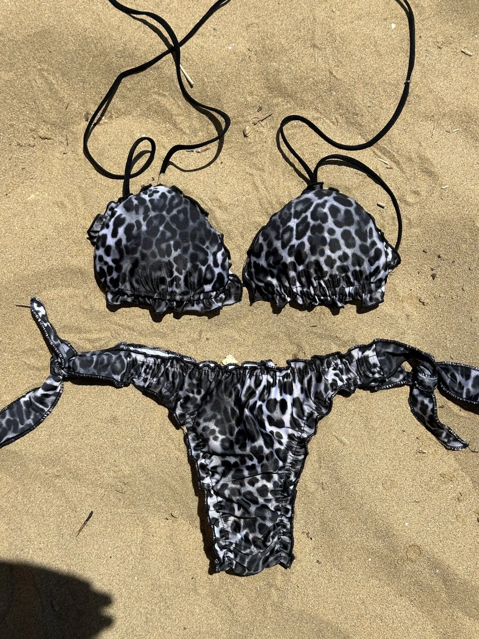 Bikini Slip bianco e nero animalier