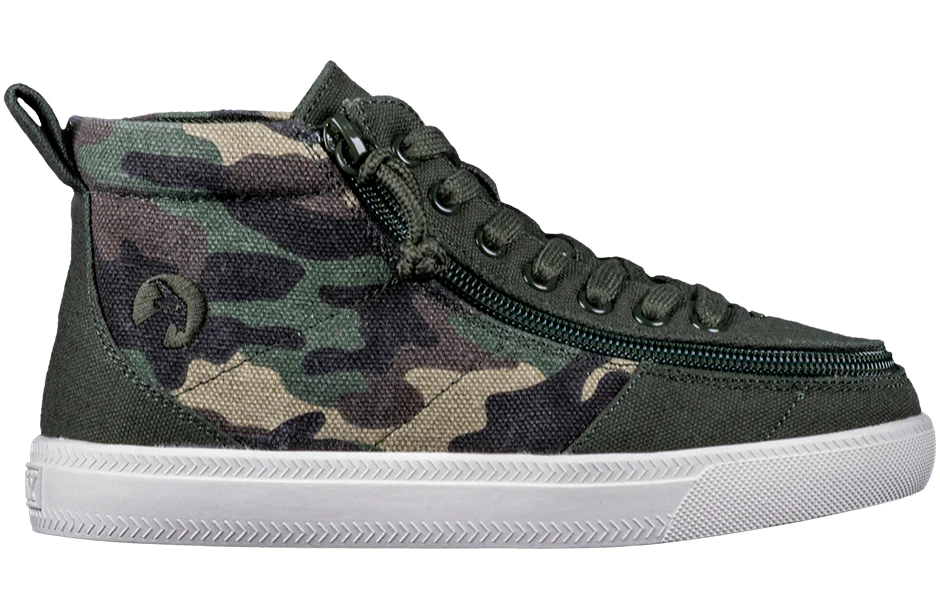 Billy Boys Youth Hightop Zip Up Sneakers- Olive Camo