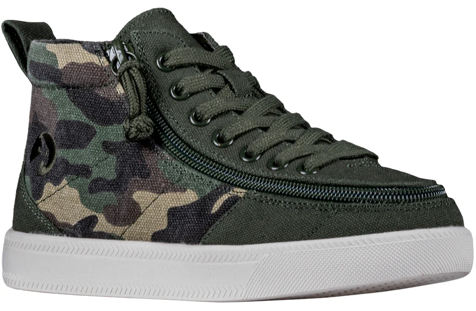 Billy Boys Youth Hightop Zip Up Sneakers- Olive Camo