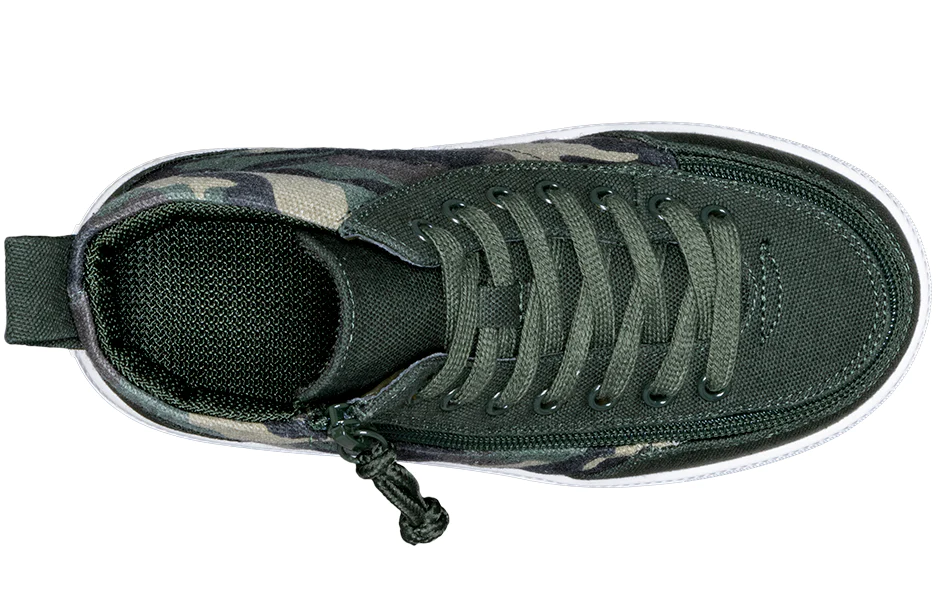 Billy Boys Youth Hightop Zip Up Sneakers- Olive Camo