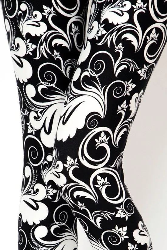 Black & White Swirl Print Leggings