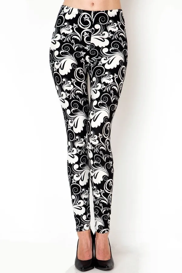 Black & White Swirl Print Leggings