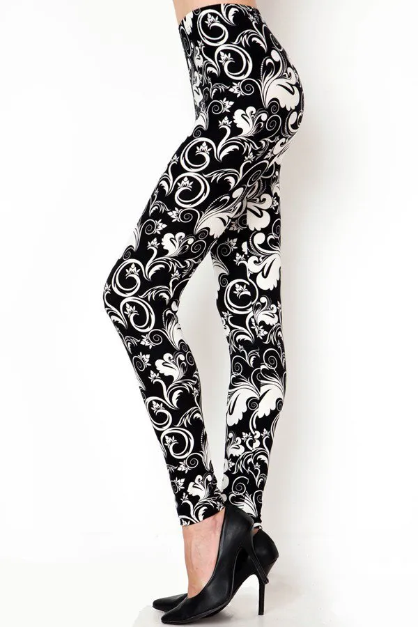 Black & White Swirl Print Leggings