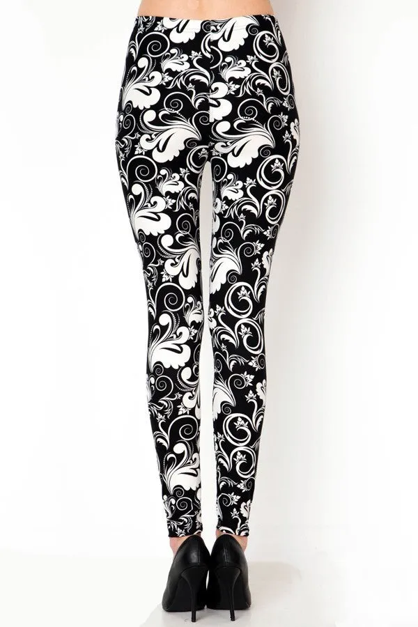 Black & White Swirl Print Leggings