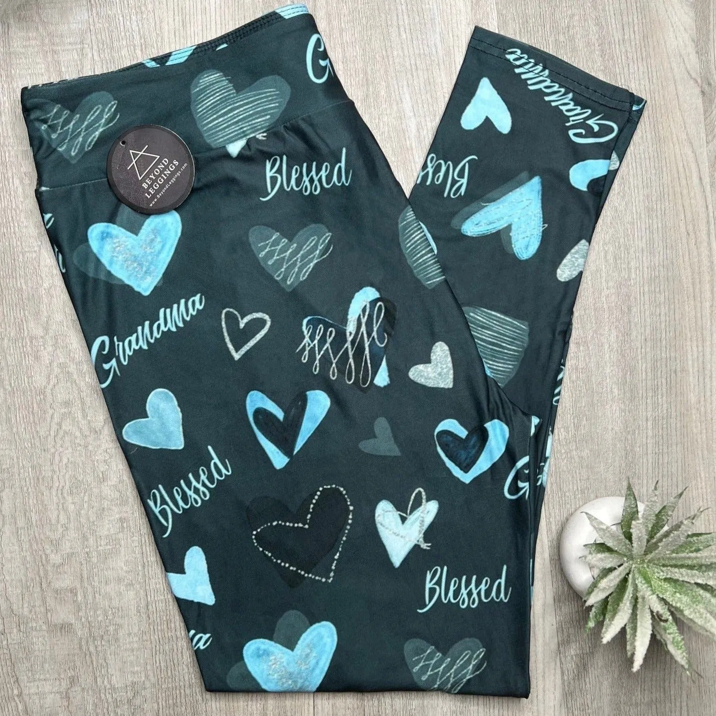 Blessed Grandma Heart Leggings – Comfortable & Stylish High-Waisted Leggings for Grandmothers