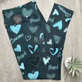 Blessed Grandma Heart Leggings – Comfortable & Stylish High-Waisted Leggings for Grandmothers