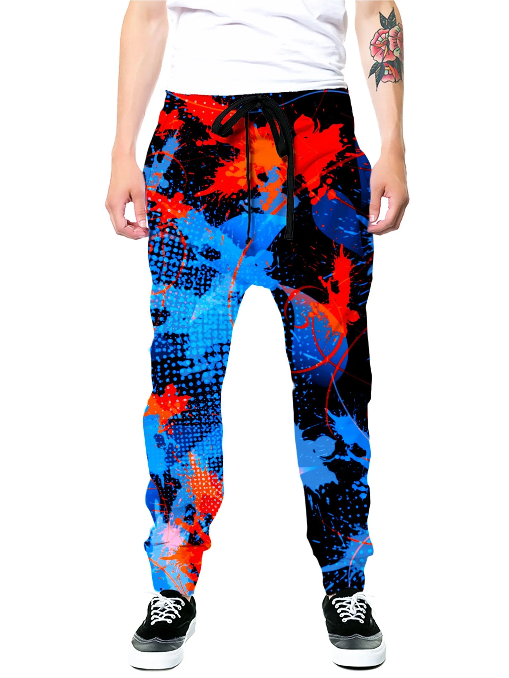 Blue and Orange Paint Splatter Joggers