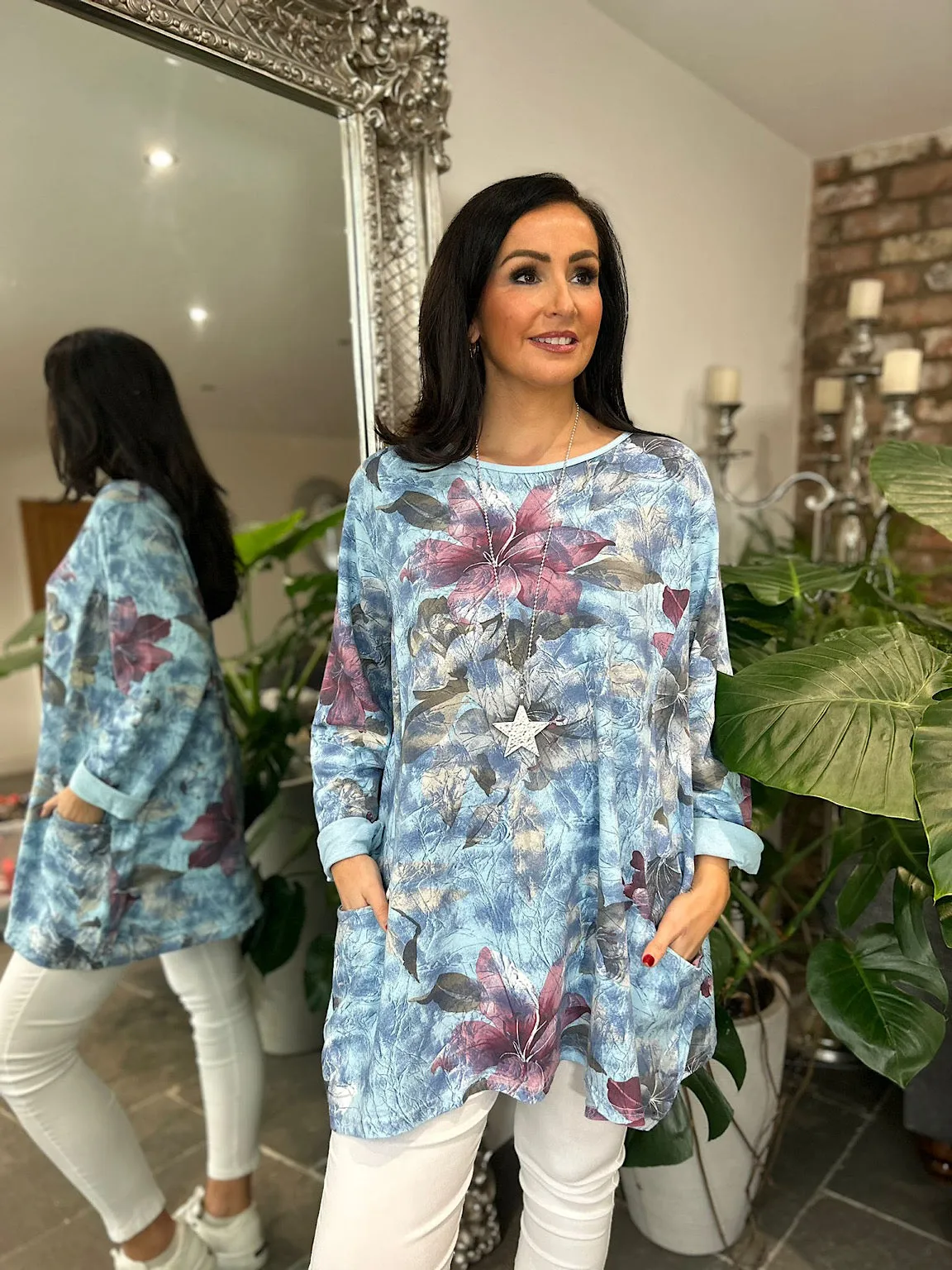 Blue Floral Pocket Tunic Frankie