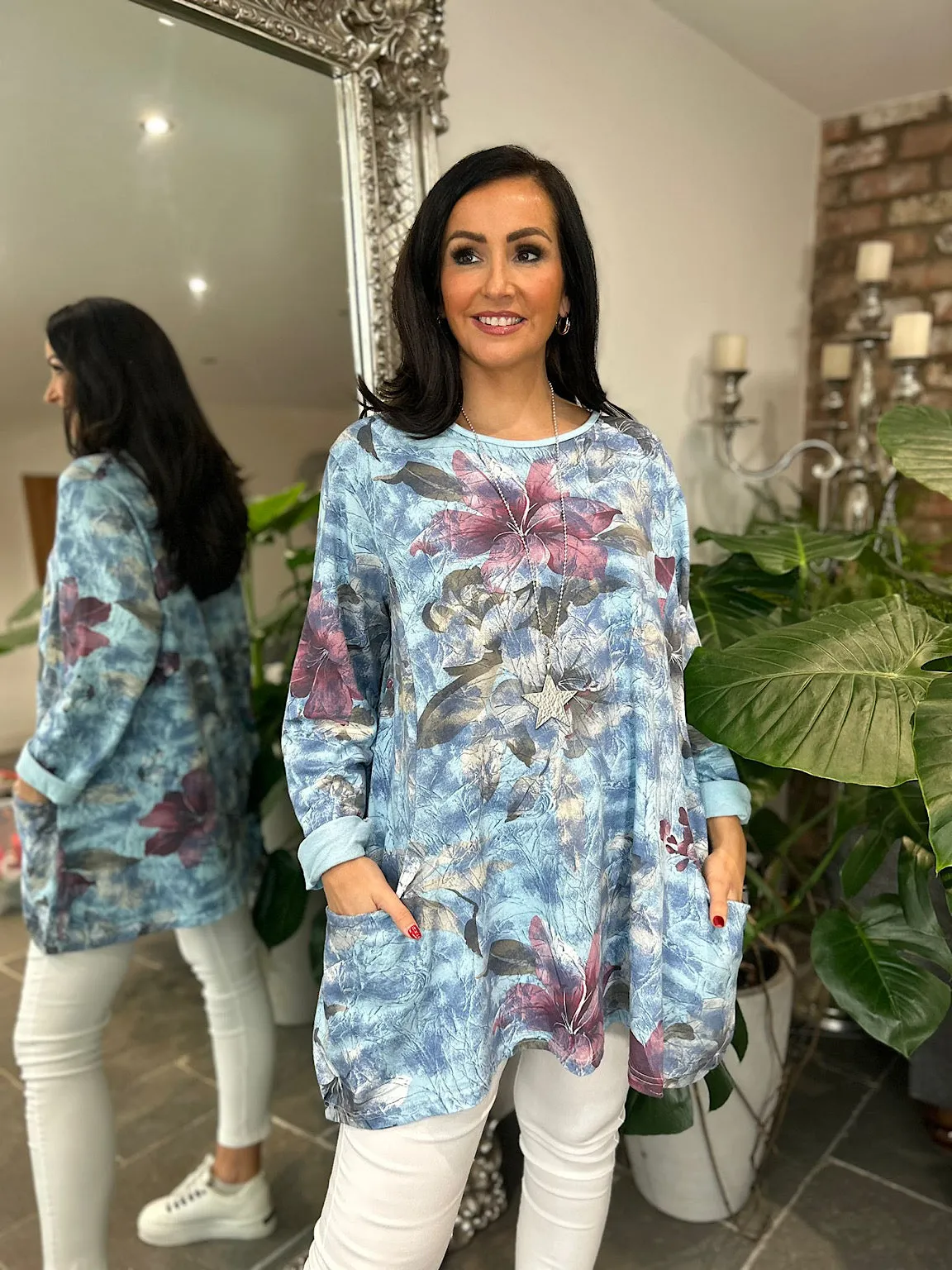 Blue Floral Pocket Tunic Frankie