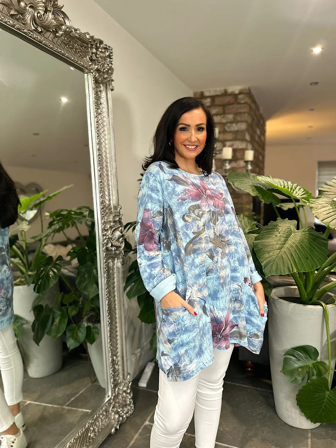 Blue Floral Pocket Tunic Frankie