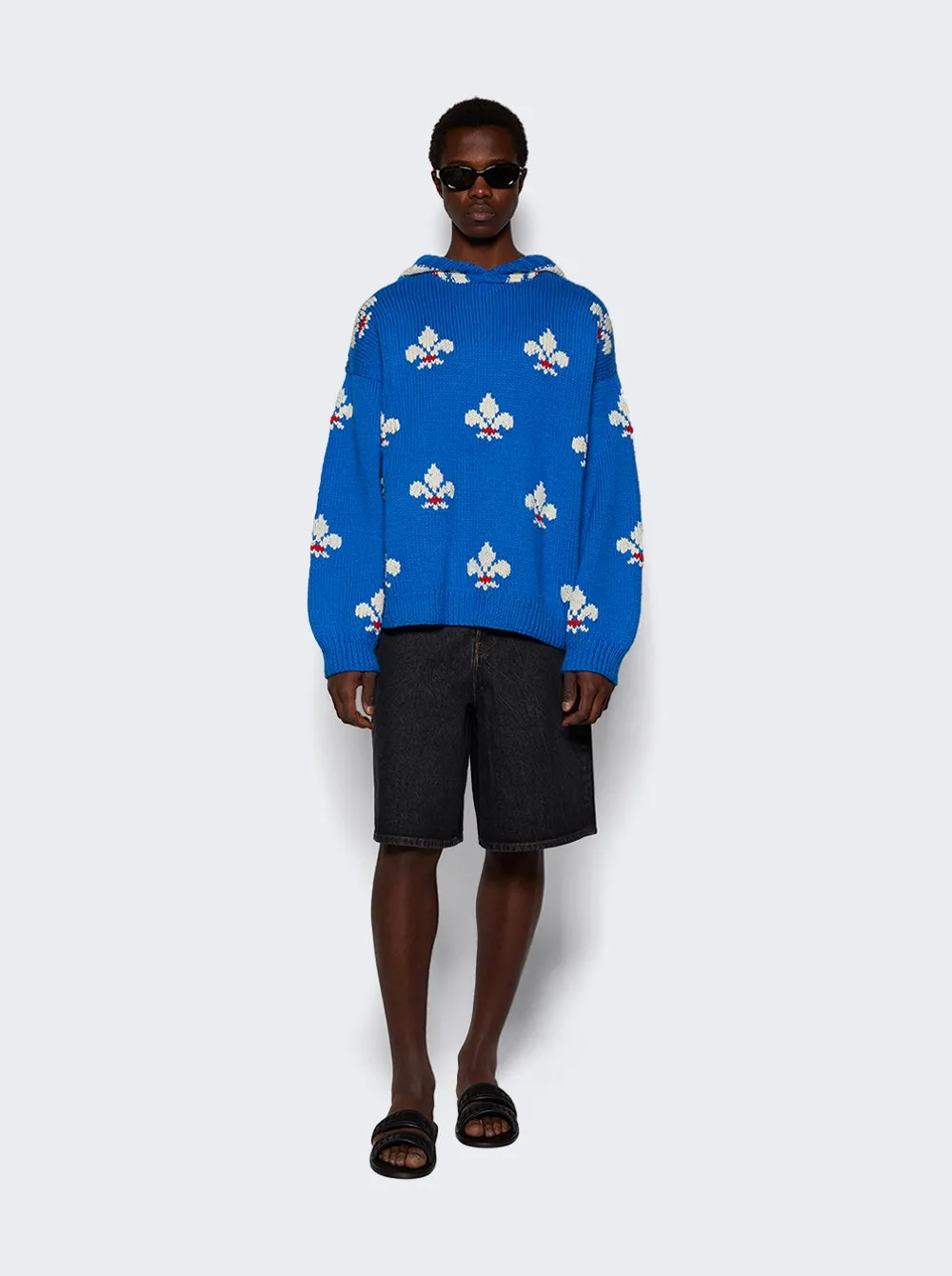 Bode   Fleur De Lis Hoodie Blue 