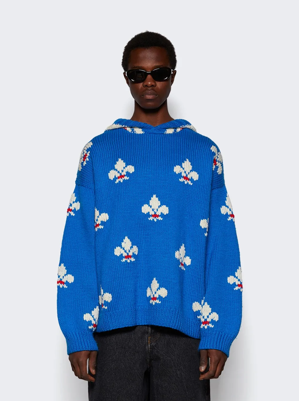 Bode   Fleur De Lis Hoodie Blue 