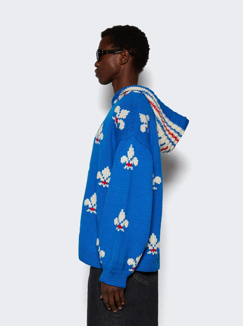 Bode   Fleur De Lis Hoodie Blue 