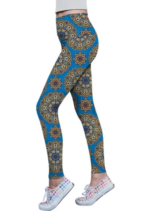 Boho Chic Lucy Blue Printed Performance Leggings - Women