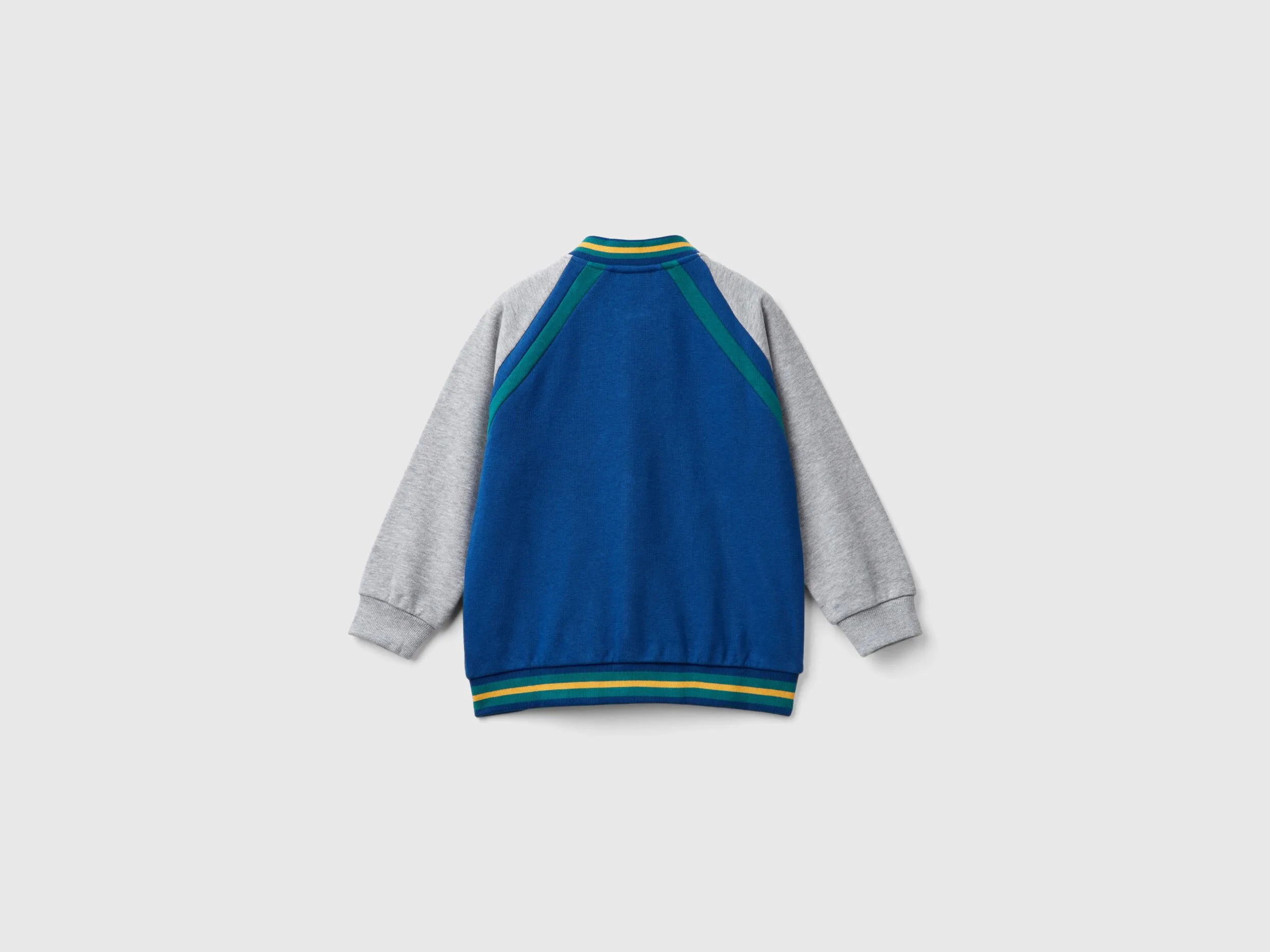 Bomber jacket in cotton and viscose blend sweat - Blue | Benetton