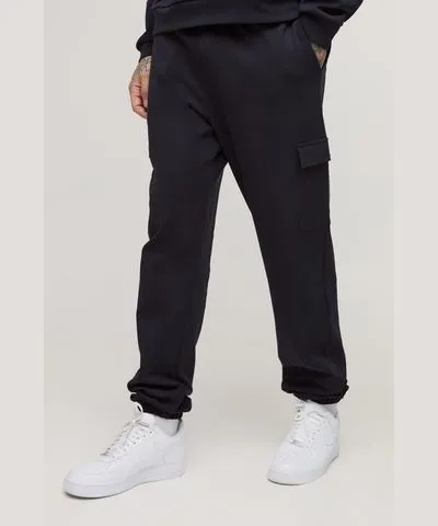 boohooMAN Mens Tall Interlock Slim Fit Smart Cargo Sweatpants