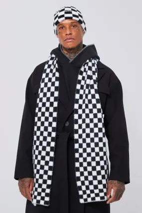 Checkerboard Fluffy Scarf