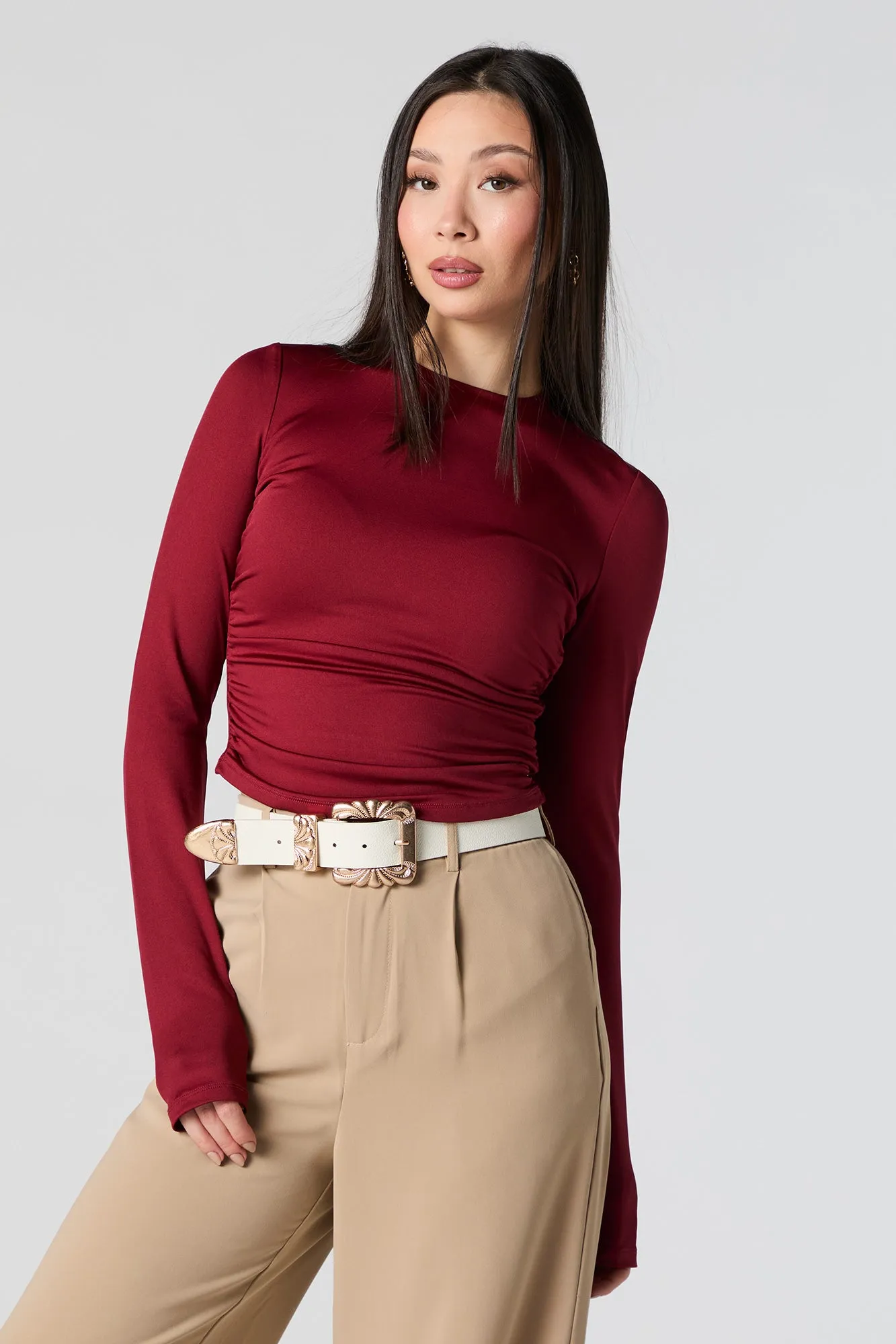 Contour Ruched Long Sleeve Top