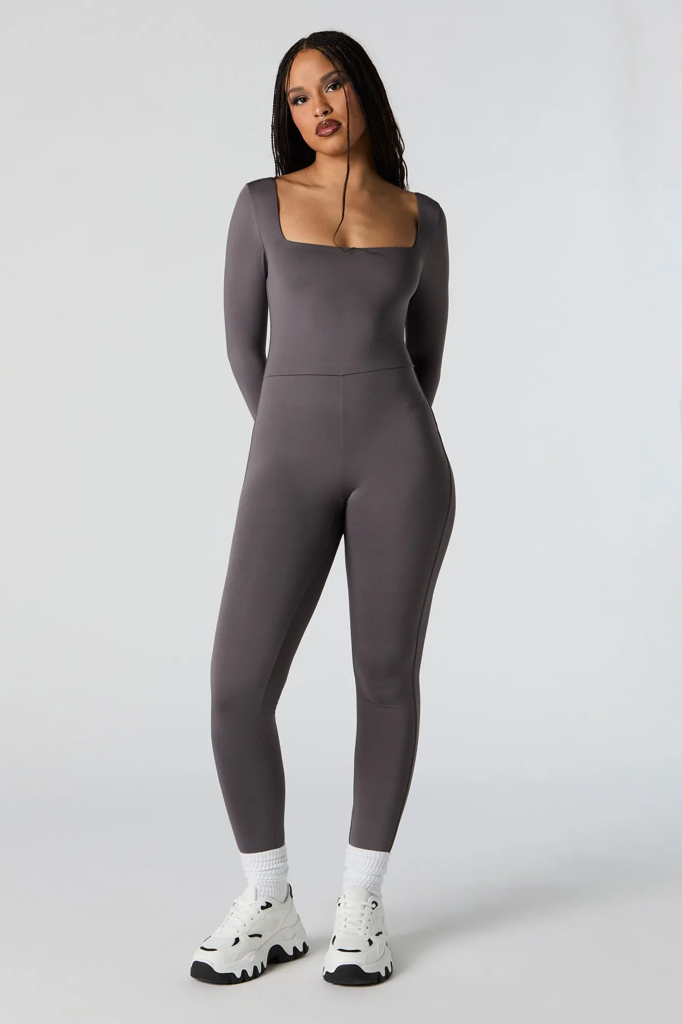 Contour Square Neck Long Sleeve Jumpsuit