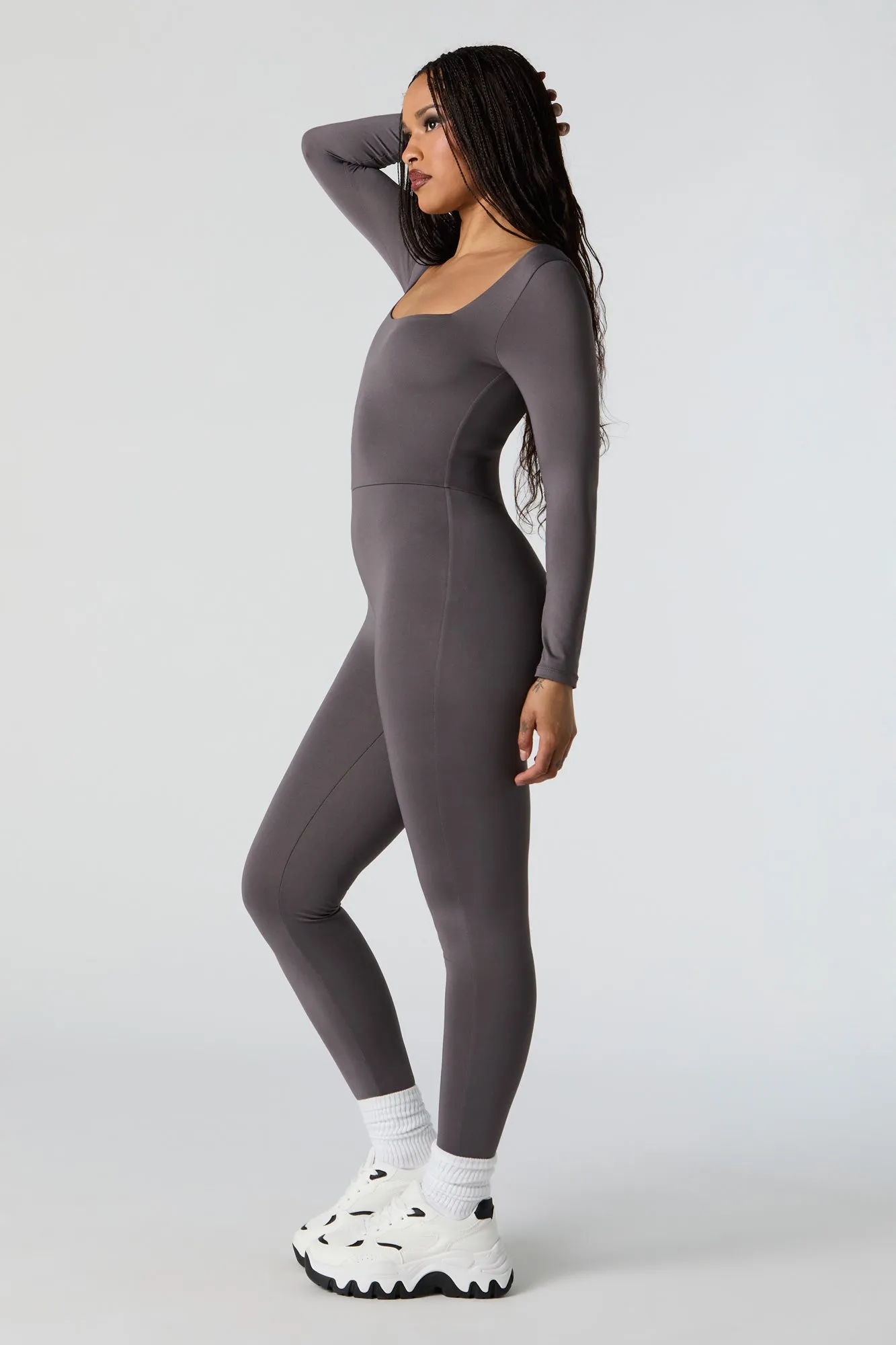 Contour Square Neck Long Sleeve Jumpsuit