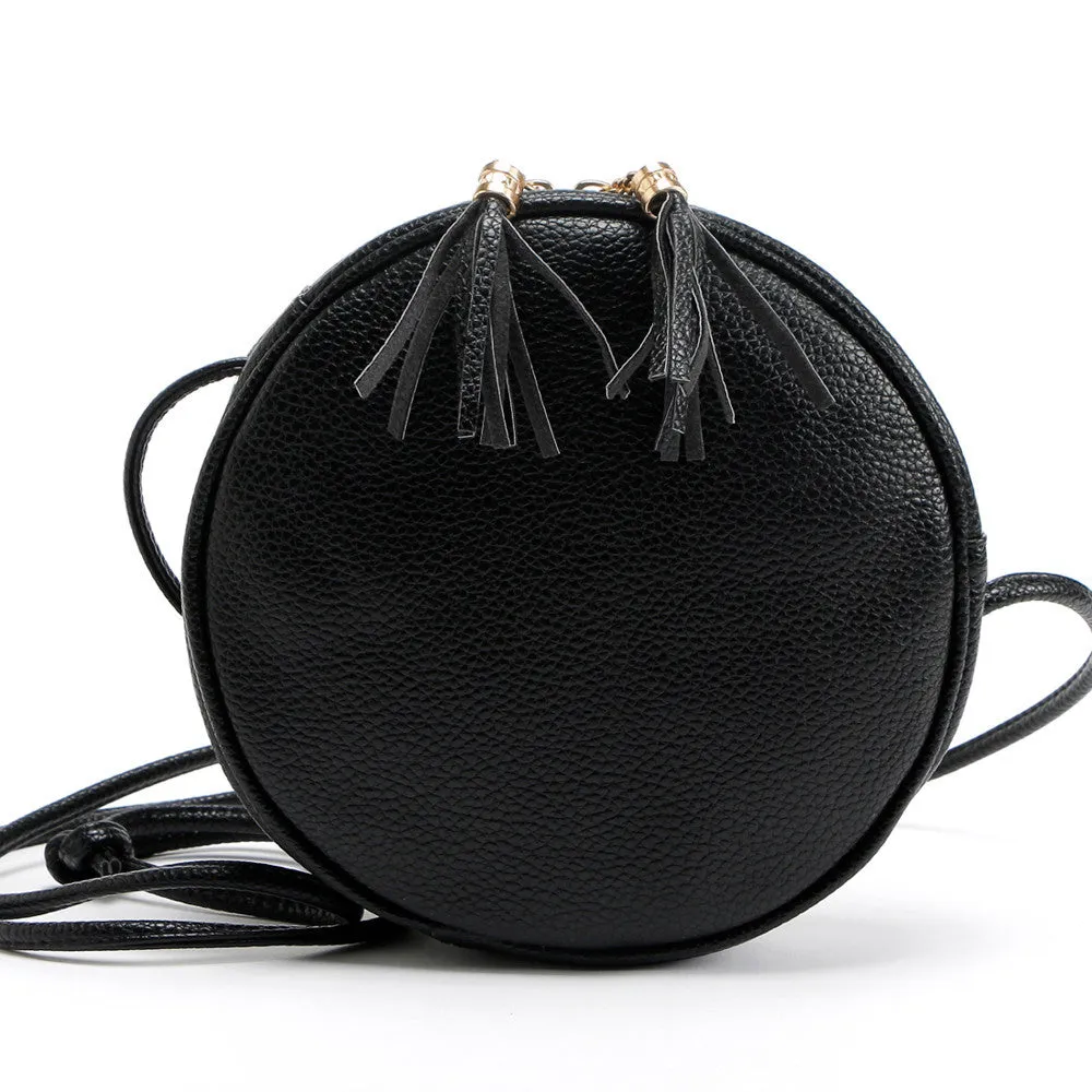 Crossbody Bags Handbags Women Famous s Girl Round PU Leather Tassel Shoulder Bag Bolsos Femenina