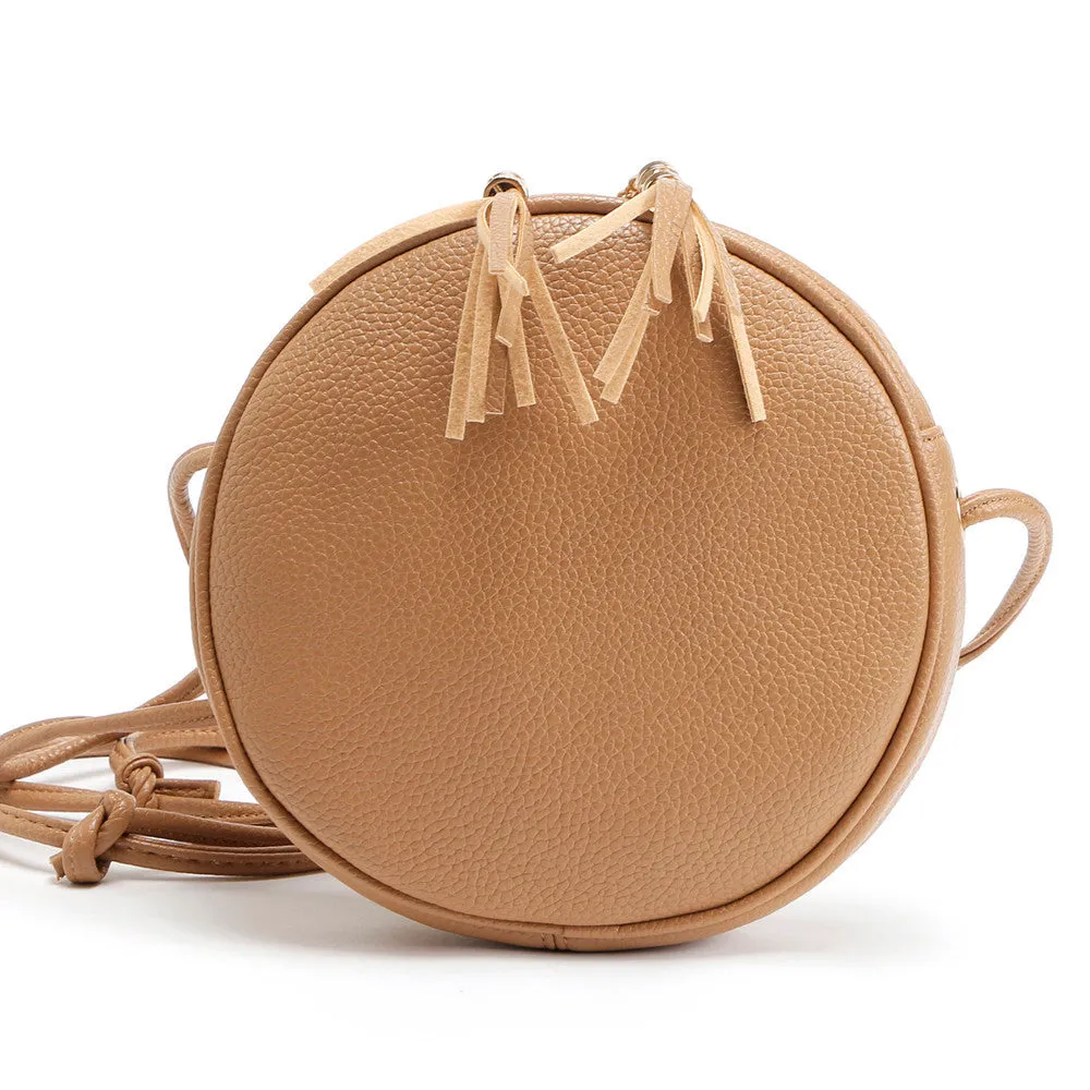 Crossbody Bags Handbags Women Famous s Girl Round PU Leather Tassel Shoulder Bag Bolsos Femenina