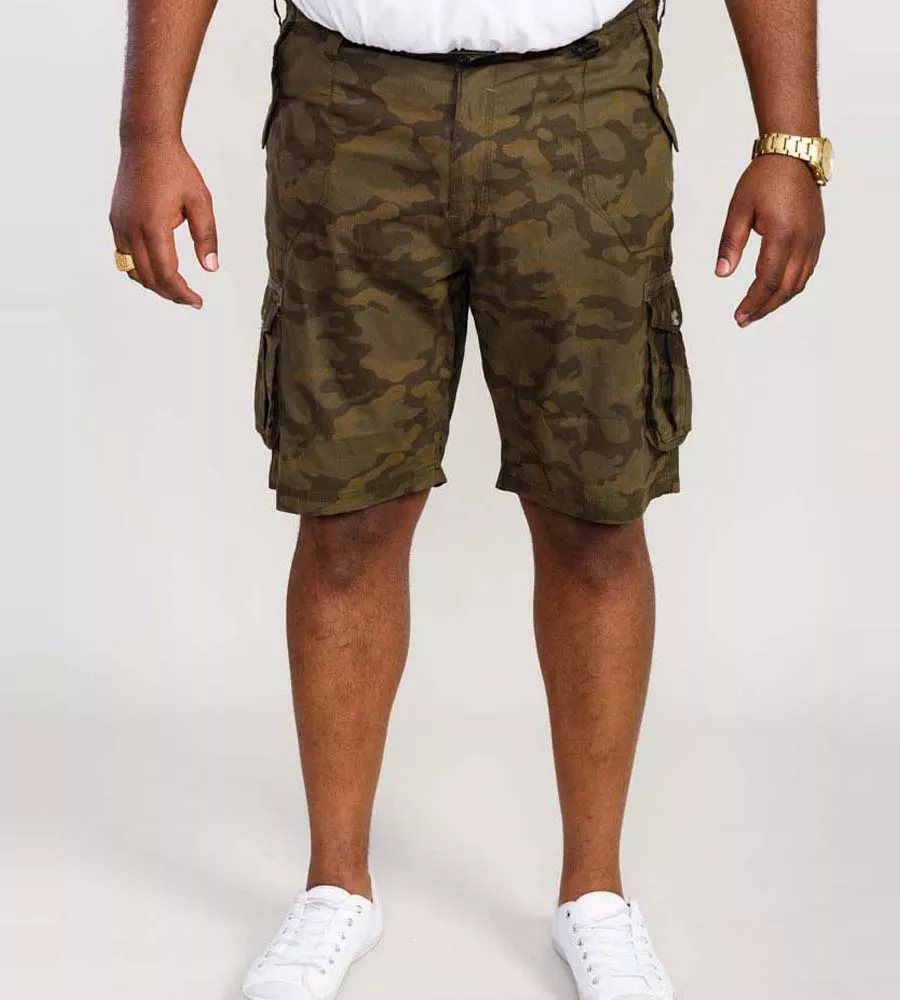 D555 Big Mens Camouflage Cotton Cargo Shorts (WOODBRIDGE)